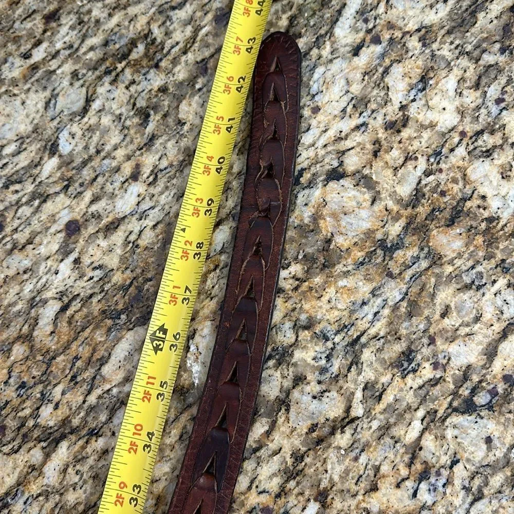 Greg Norman Brown Leather Braided Belt Size 38